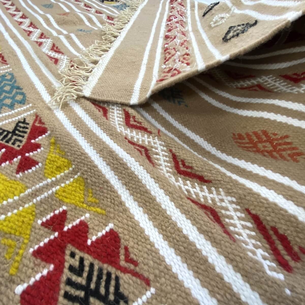 Alfombra bereber Alfombra Kilim Azel 115x215 Beige/Multicolor (Hecho a mano, Lana) Alfombra kilim tunecina, estilo marroquí. Alf