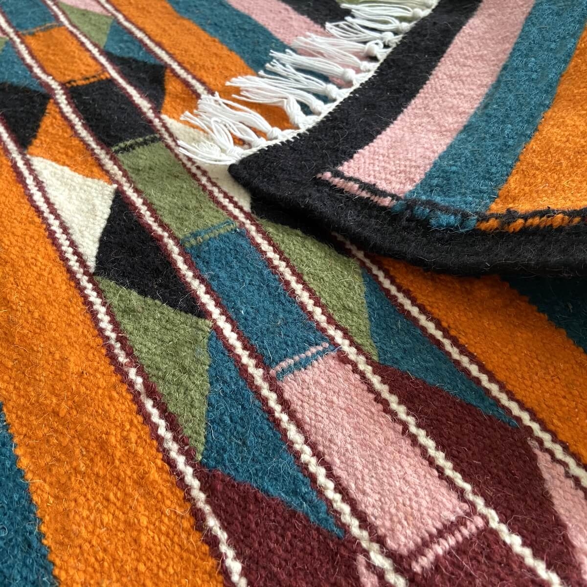 tappeto berbero Tappeto Kilim Tibielte 63x98 cm Multicolore (Fatto a mano, Lana, Tunisia) Tappeto kilim tunisino, in stile maroc