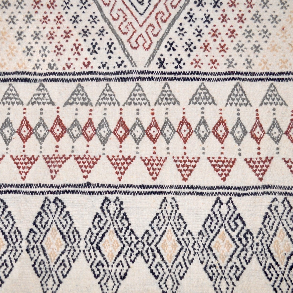 Tapete berbere Grande Tapete Margoum Zarbia 205x300 Branco (Artesanal, Lã, Tunísia) Tapete Margoum tunisino da cidade de Kairoua