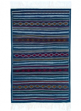 Berber carpet Rug Kilim Zorgati 165x245 Blue (Handmade, Wool) Tunisian Rug Kilim style Moroccan rug. Rectangular carpet 100% woo