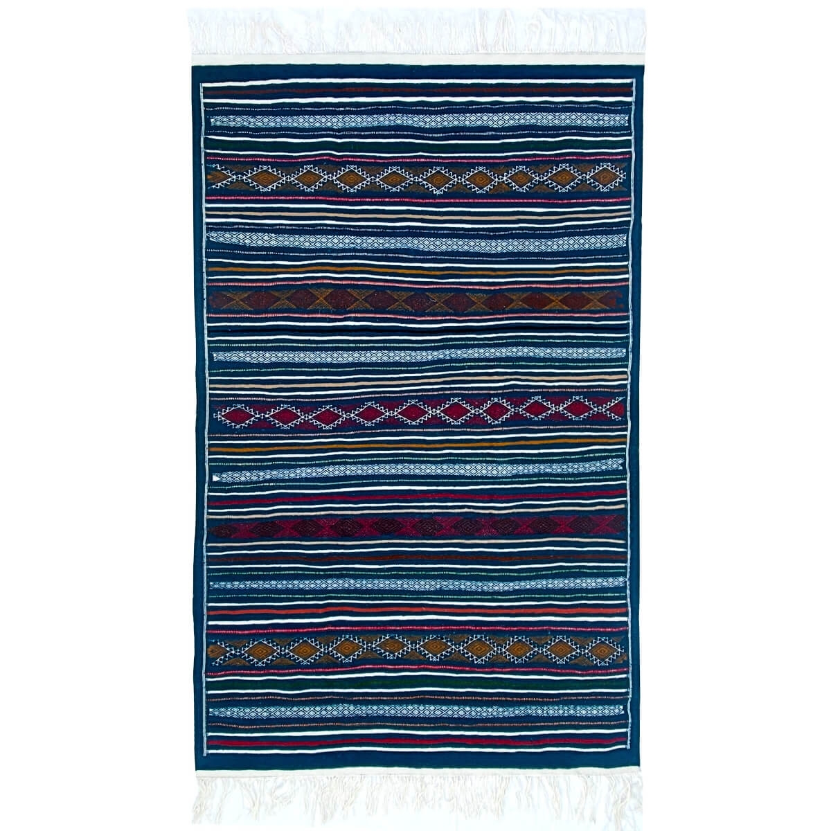 Berber carpet Rug Kilim Zorgati 165x245 Blue (Handmade, Wool) Tunisian Rug Kilim style Moroccan rug. Rectangular carpet 100% woo