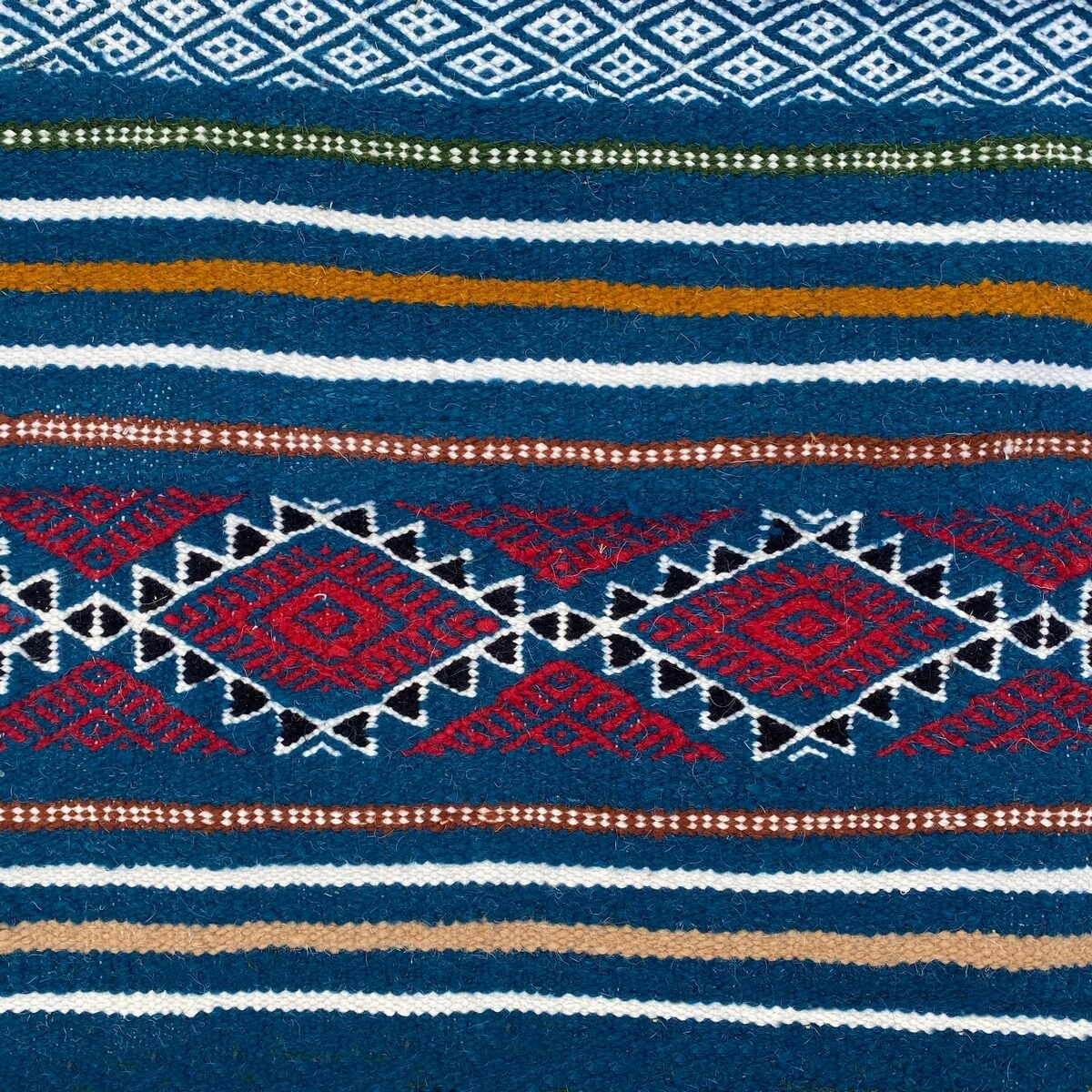 Berber carpet Rug Kilim Zorgati 165x245 Blue (Handmade, Wool) Tunisian Rug Kilim style Moroccan rug. Rectangular carpet 100% woo