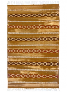 Berber carpet Rug Kilim Safraoui 140x230 Yellow/White (Handmade, Wool) Tunisian Rug Kilim style Moroccan rug. Rectangular carpet
