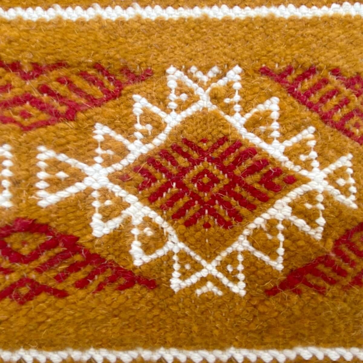 Berber carpet Rug Kilim Safraoui 140x230 Yellow/White (Handmade, Wool) Tunisian Rug Kilim style Moroccan rug. Rectangular carpet