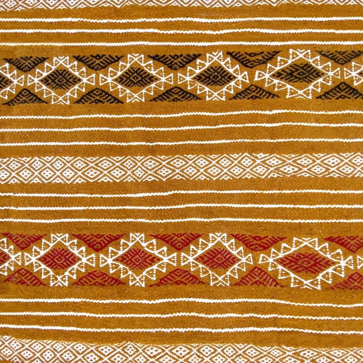 Berber carpet Rug Kilim Safraoui 140x230 Yellow/White (Handmade, Wool) Tunisian Rug Kilim style Moroccan rug. Rectangular carpet