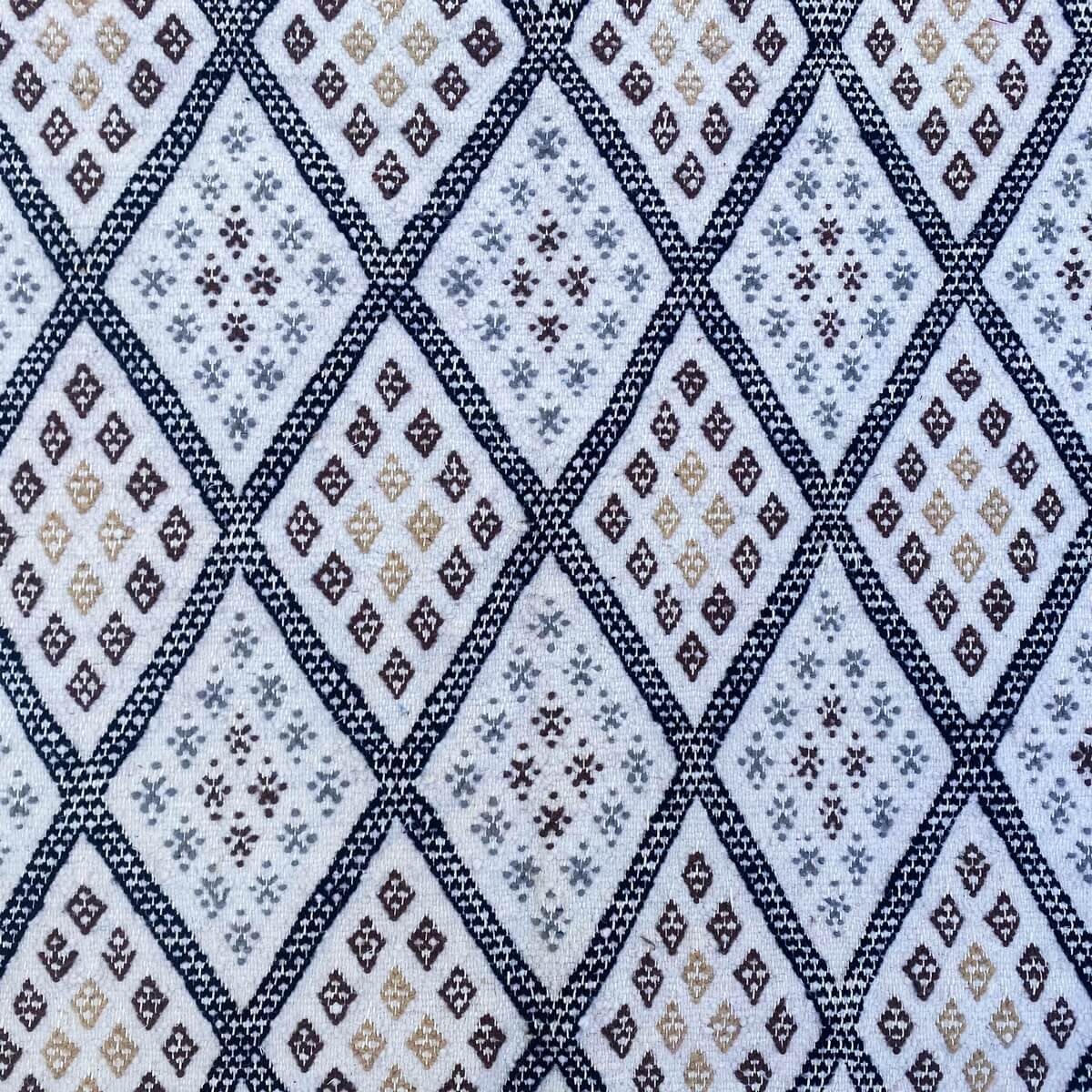 Berber Teppich Teppich Margoum Baha 145x220 Weiß/Beige (Handgefertigt, Wolle, Tunesien) Tunesischer Margoum-Teppich aus der Stad
