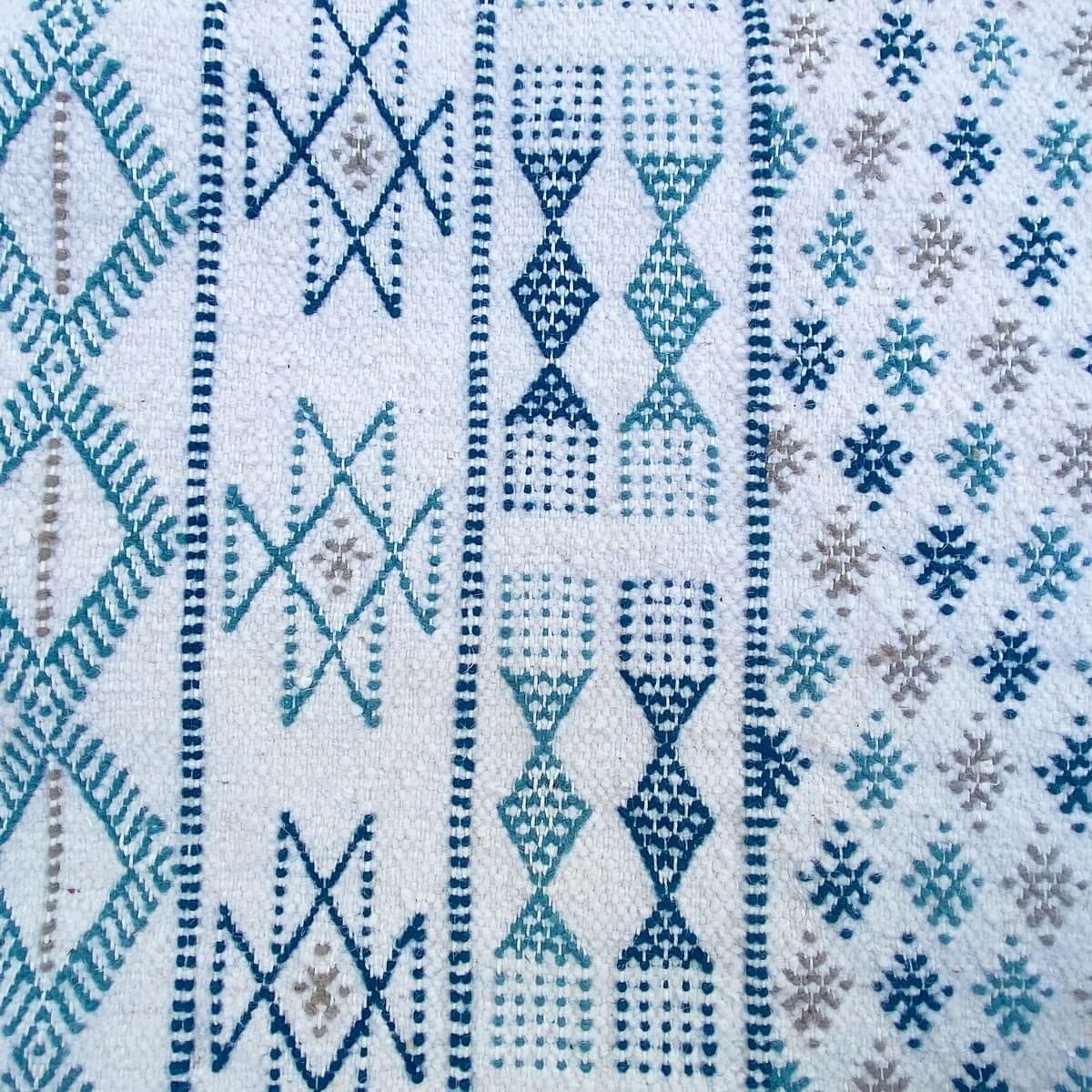 Tapis berbère Grand Tapis Margoum Timouma 170x250 Bleu Blanc (Fait main, Laine, Tunisie) Tapis margoum tunisien de la ville de K