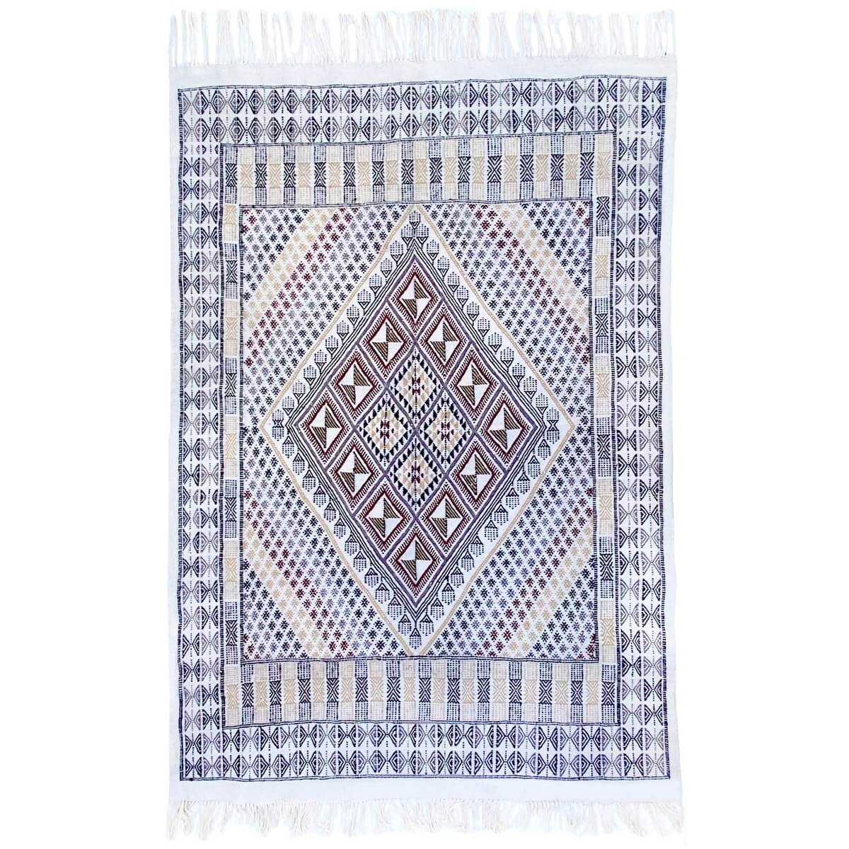 Berber carpet Rug Margoum Tamaris 165x250 White/Beige (Handmade, Wool, Tunisia) Tunisian margoum rug from the city of Kairouan. 