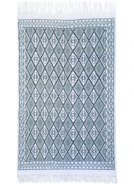 Berber carpet Rug Margoum Taksilit 160x250 Green/White (Handmade, Wool, Tunisia) Tunisian margoum rug from the city of Kairouan.
