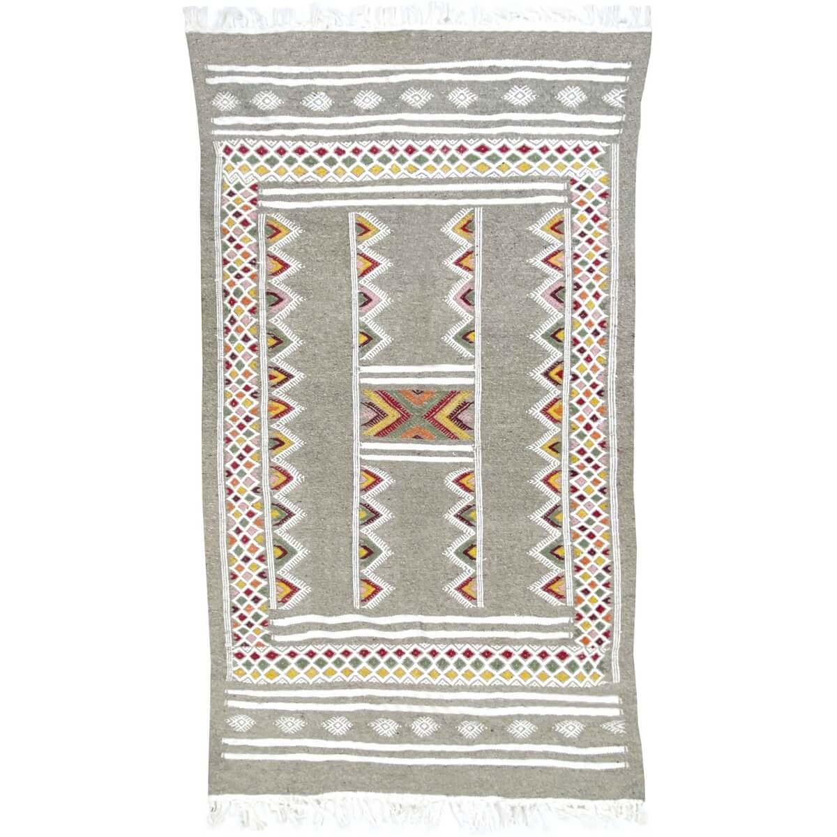 Tapis berbère Tapis Kilim Alissa 110x190 Gris/Multicolore (Tissé main, Laine) Tapis kilim tunisien style tapis marocain. Tapis r