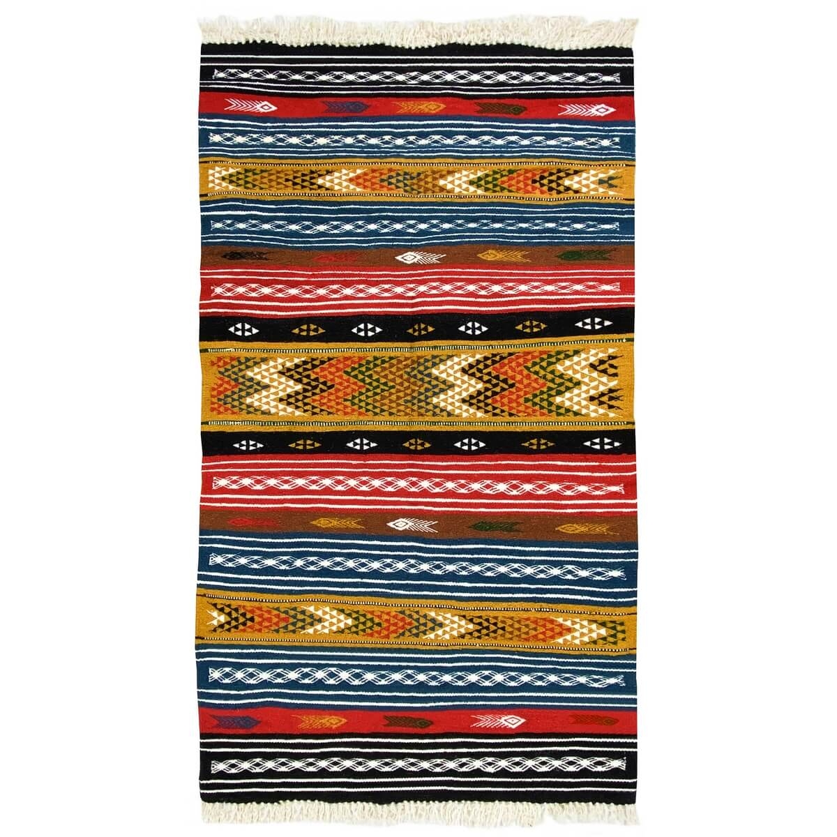Tapis berbère Tapis Kilim Intmayen 95x170 Multicolore (Tissé main, Laine) Tapis kilim tunisien style tapis marocain. Tapis recta
