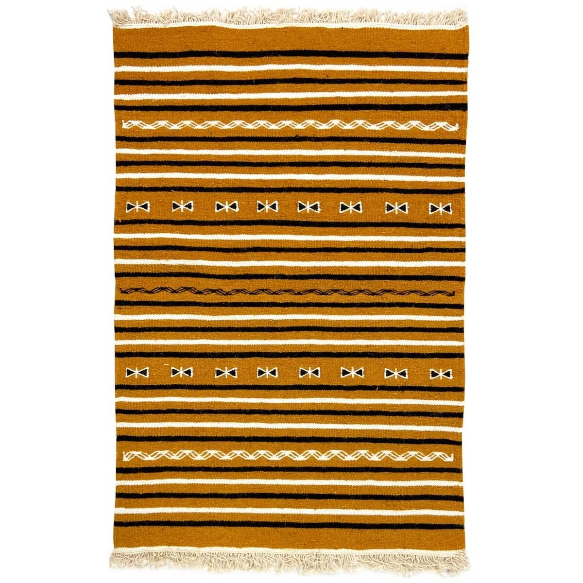 Berber tapijt Tapijt Kilim Mammas 60x95 Geel (Handgeweven, Wol, Tunesië) Tunesisch kilimdeken, Marokkaanse stijl. Rechthoekig wo