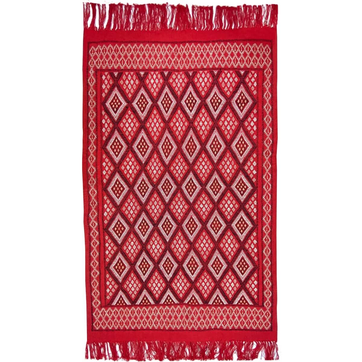 Berber carpet Rug Margoum Dihia 125x204 Red (Handmade, Wool) Tunisian margoum rug from the city of Kairouan. Rectangular living 