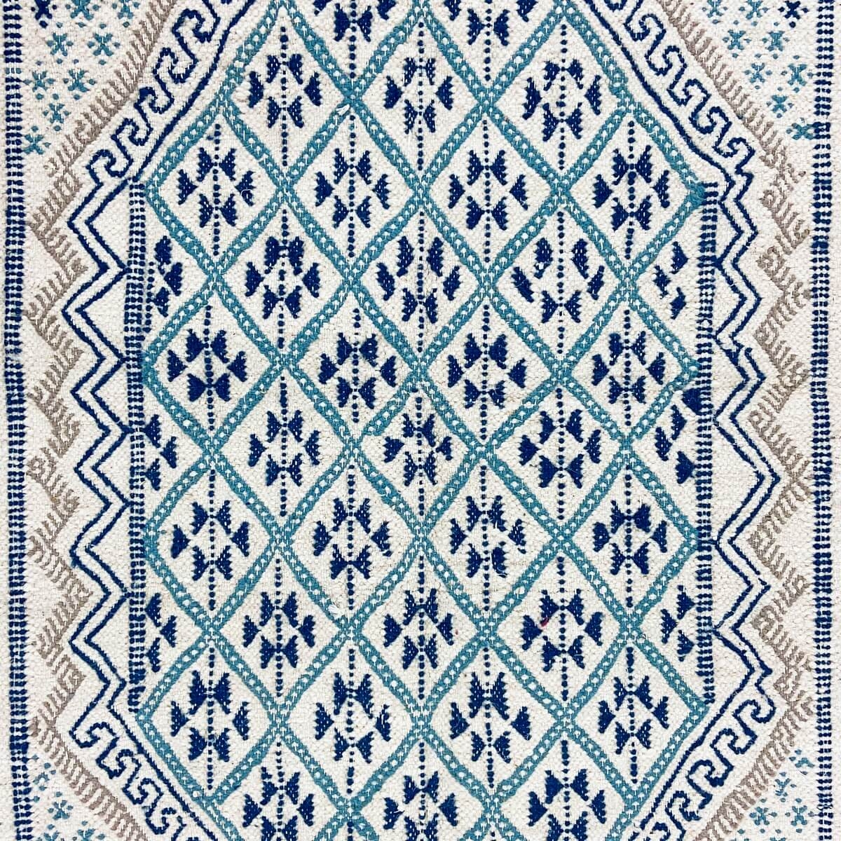 Berber carpet Rug Margoum Acil 110x192 Blue/White (Handmade, Wool, Tunisia) Tunisian margoum rug from the city of Kairouan. Rect