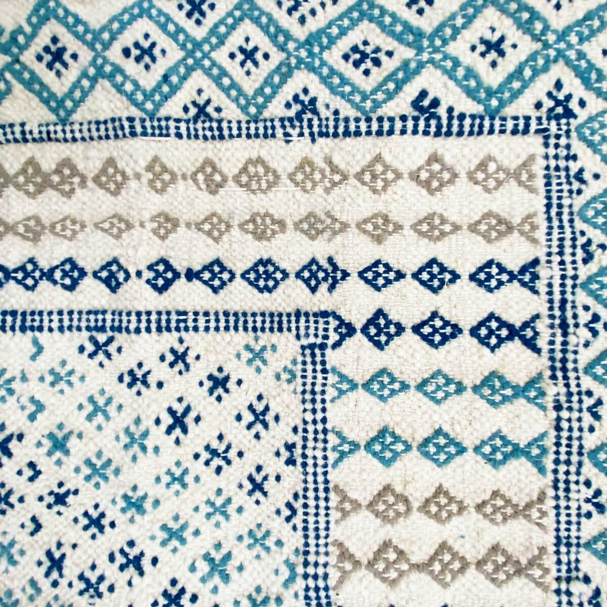 Berber carpet Rug Margoum Acil 110x192 Blue/White (Handmade, Wool, Tunisia) Tunisian margoum rug from the city of Kairouan. Rect