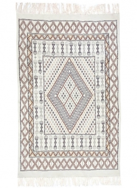 tappeto berbero Tappeto Margoum Noumisse 125x198 Bianco/Beige (Fatto a mano, Lana, Tunisia) Tappeto margoum tunisino della città