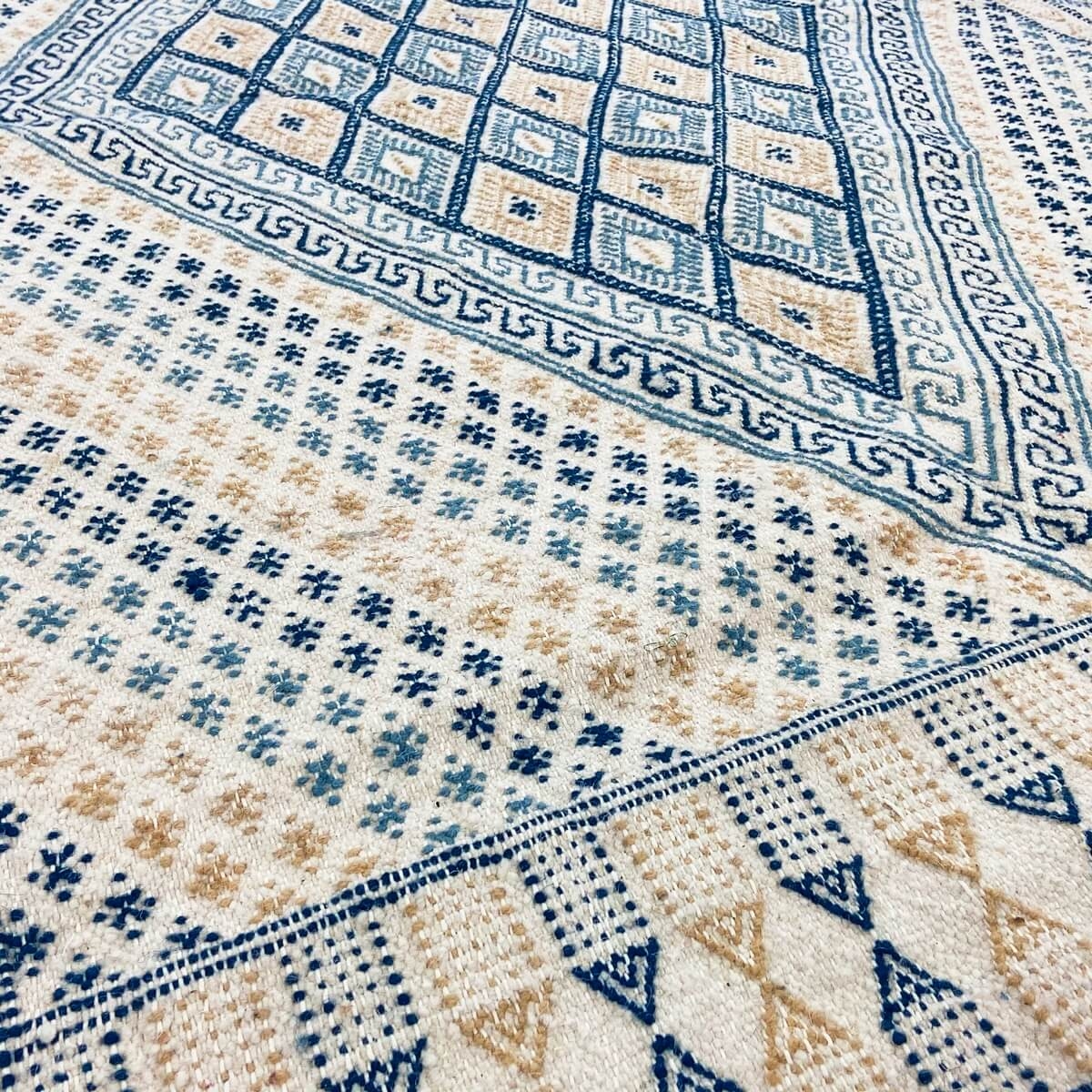 Berber carpet Rug Margoum Dacine 122x204 Blue/White (Handmade, Wool, Tunisia) Tunisian margoum rug from the city of Kairouan. Re