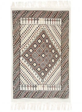 tappeto berbero Tappeto Margoum Enia 125x200 Bianco/Beige (Fatto a mano, Lana, Tunisia) Tappeto margoum tunisino della città di 
