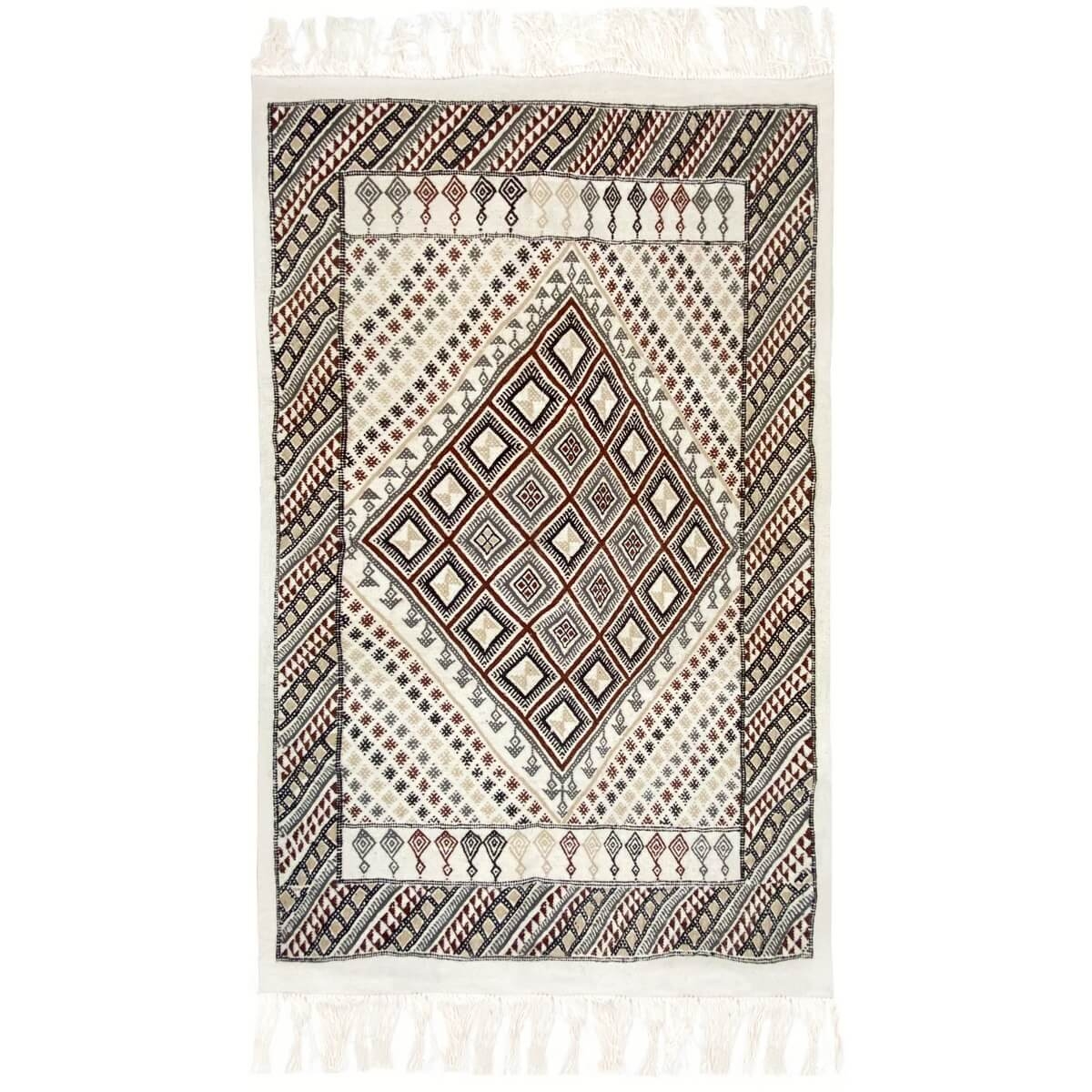 Berber carpet Rug Margoum Enia 125x200 White/Beige (Handmade, Wool, Tunisia) Tunisian margoum rug from the city of Kairouan. Rec