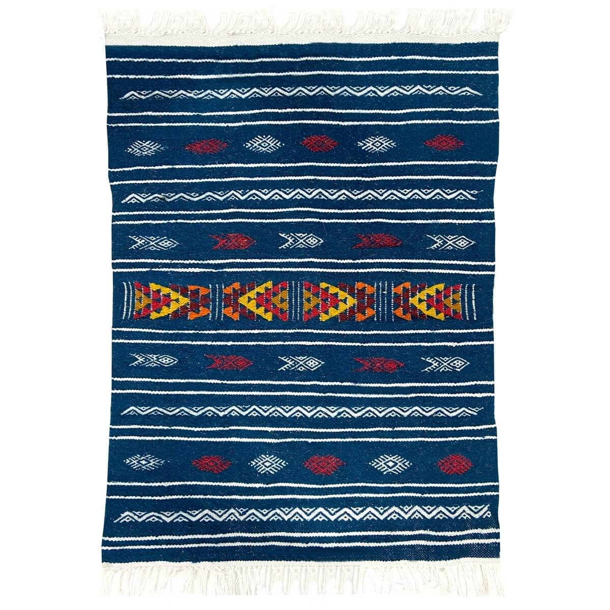 Berber carpet Rug Kilim Saghroun 70x95 Blue (Handmade, Wool) Tunisian Rug Kilim style Moroccan rug. Rectangular carpet 100% wool