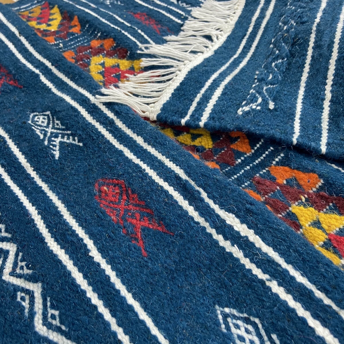Berber carpet Rug Kilim Saghroun 70x95 Blue (Handmade, Wool) Tunisian Rug Kilim style Moroccan rug. Rectangular carpet 100% wool