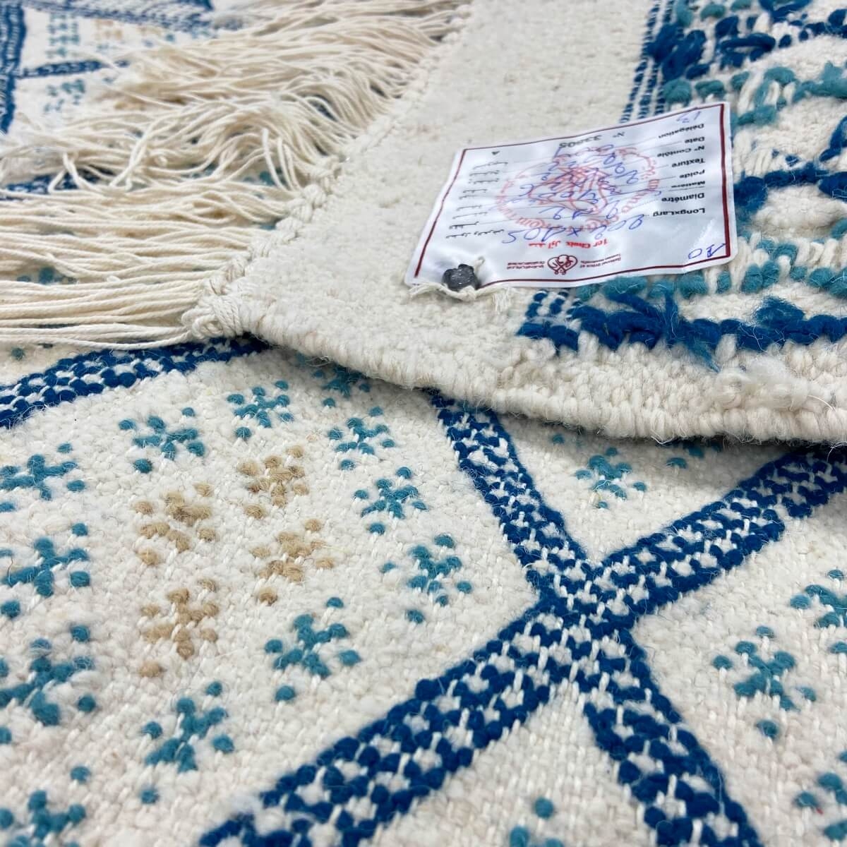 Berber carpet Rug Margoum Hajar 105x202 Blue/White (Handmade, Wool, Tunisia) Tunisian margoum rug from the city of Kairouan. Rec