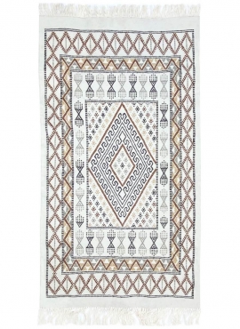 tappeto berbero Tappeto Margoum Twema 80x155 Bianco/Beige (Fatto a mano, Lana, Tunisia) Tappeto margoum tunisino della città di 