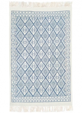 tappeto berbero Tappeto Margoum Marsa 120x200 Blu/Bianco (Fatto a mano, Lana, Tunisia) Tappeto margoum tunisino della città di K