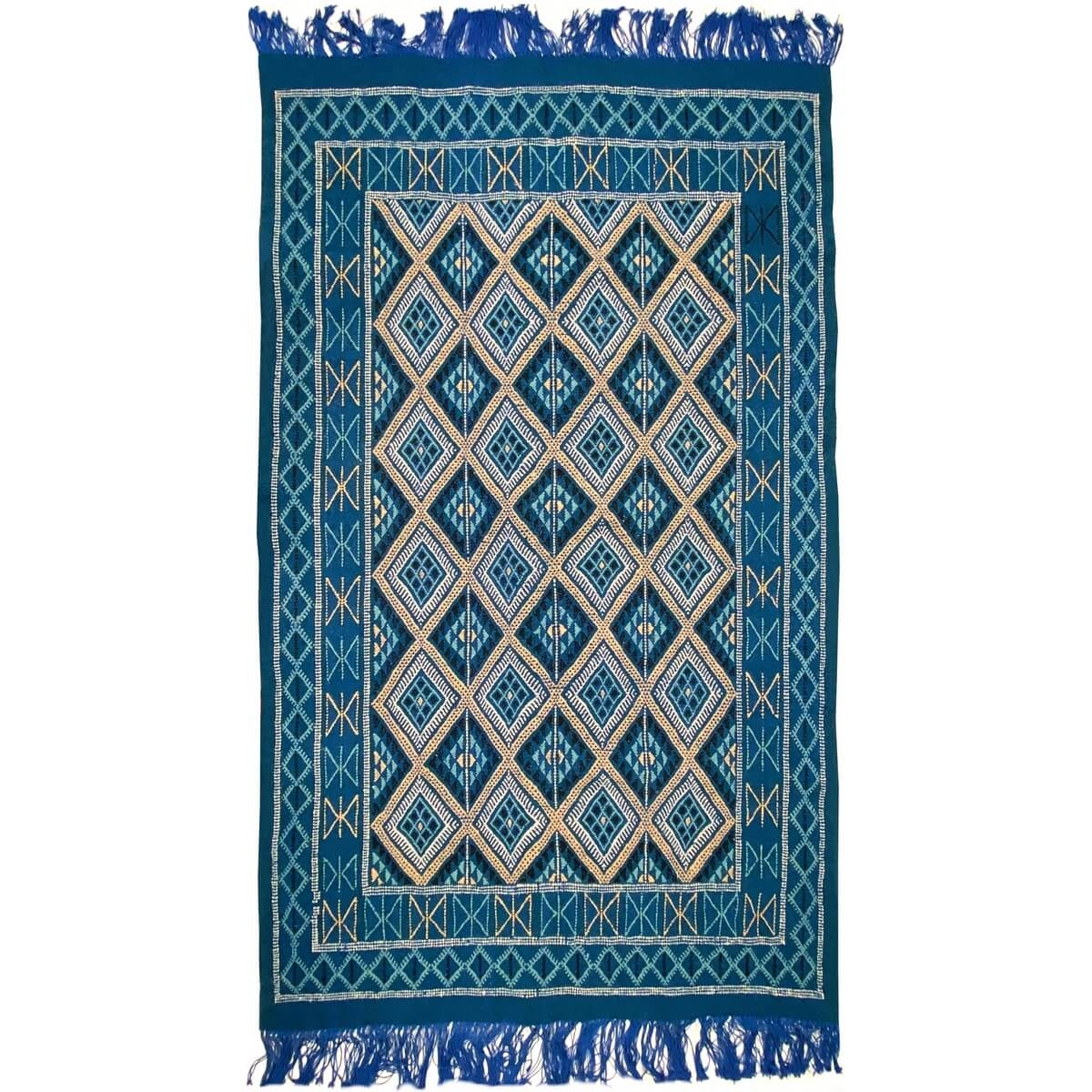Berber carpet Rug Margoum Dride 120x215 Blue (Handmade, Wool, Tunisia) Tunisian margoum rug from the city of Kairouan. Rectangul