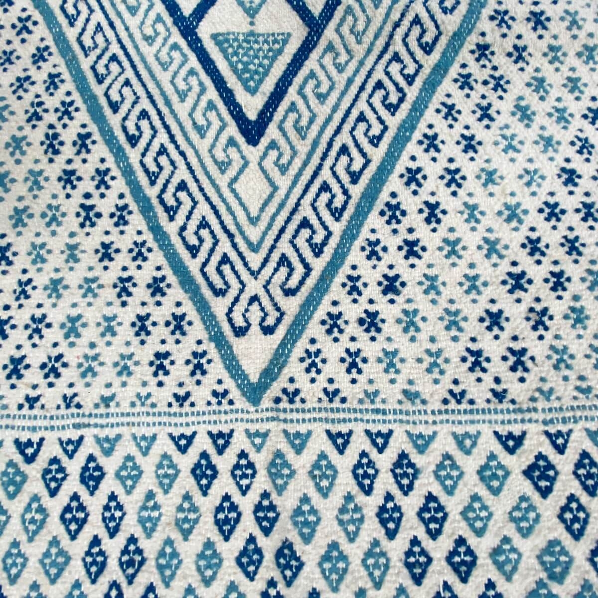 Berber tapijt Tapijt Margoum Maje 125x185 Wit/Blauw (Handgeweven, Wol, Tunesië) Tunesisch Margoum Tapijt uit de stad Kairouan. R