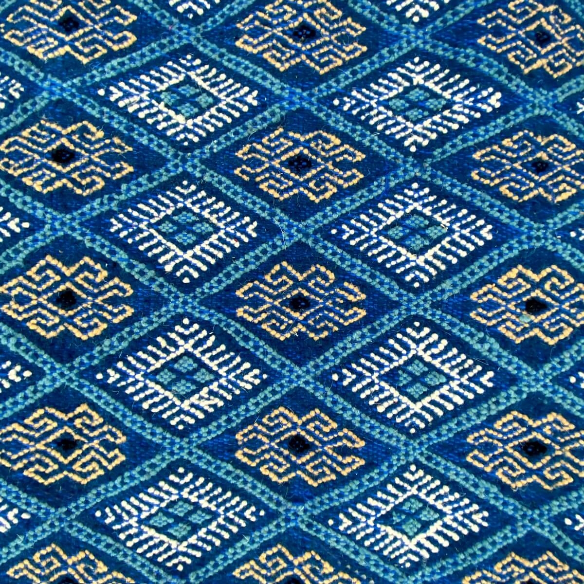 Tapis berbère Tapis Margoum Habboub 155x260 Bleu/Blanc (Fait main, Laine, Tunisie) Tapis margoum tunisien de la ville de Kairoua