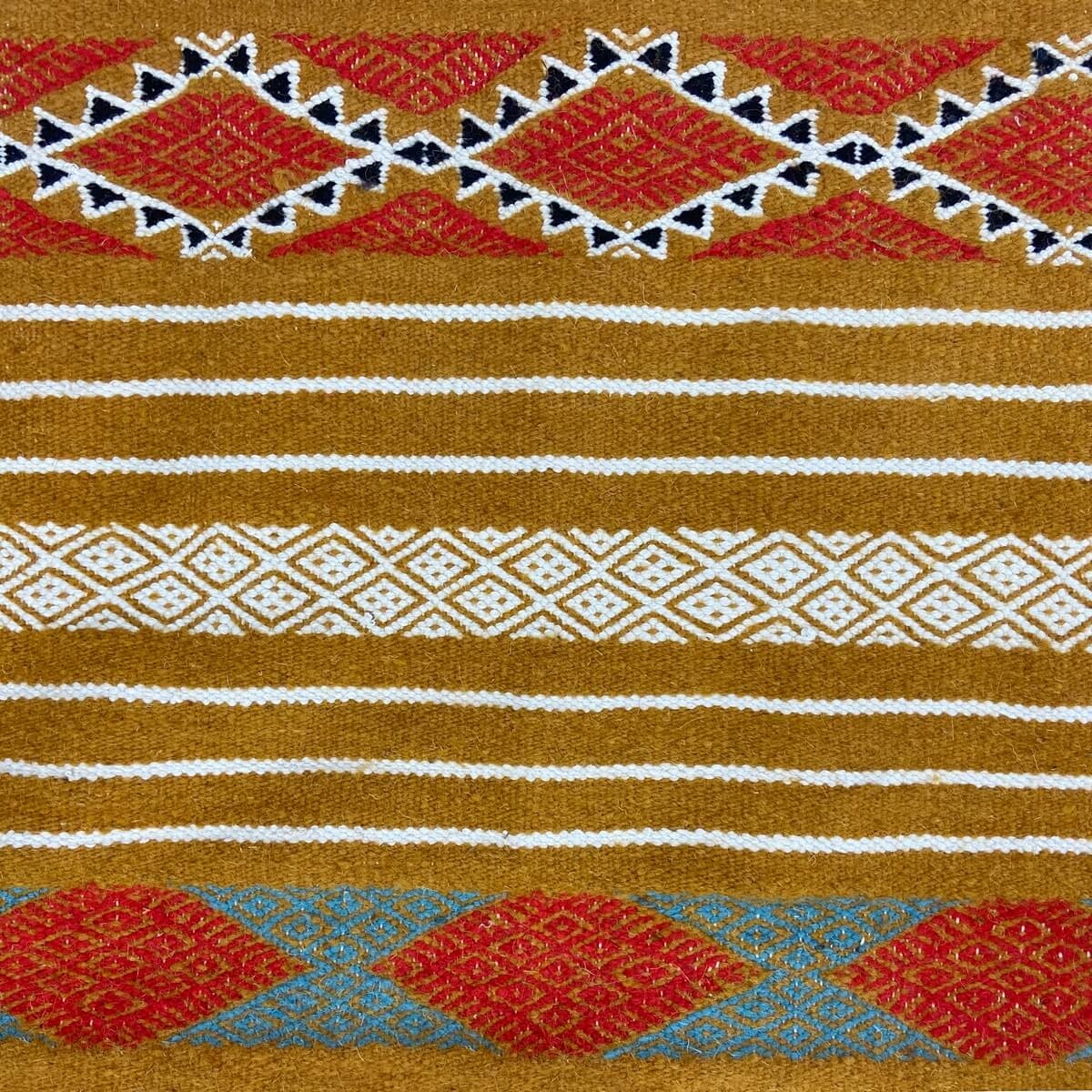 Tapete berbere Tapete Kilim Jridi 96x193 Amarelo/Multicolor (Tecidos à mão, Lã, Tunísia) Tapete tunisiano kilim, estilo marroqui