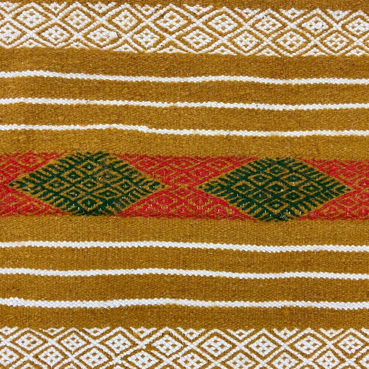Berber tapijt Tapijt Kilim Jridi 96x193 Geel/Veelkleurig (Handgeweven, Wol, Tunesië) Tunesisch kilimdeken, Marokkaanse stijl. Re