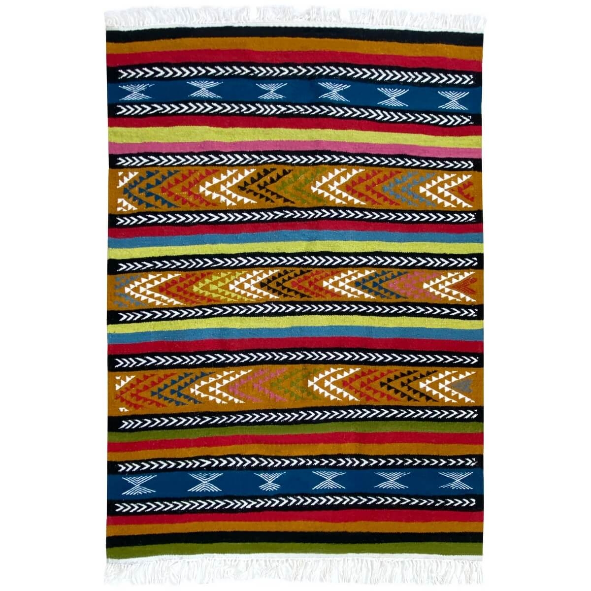Berber carpet Rug Kilim Ajiba 100x150 Multicolour (Handmade, Wool) Tunisian Rug Kilim style Moroccan rug. Rectangular carpet 100