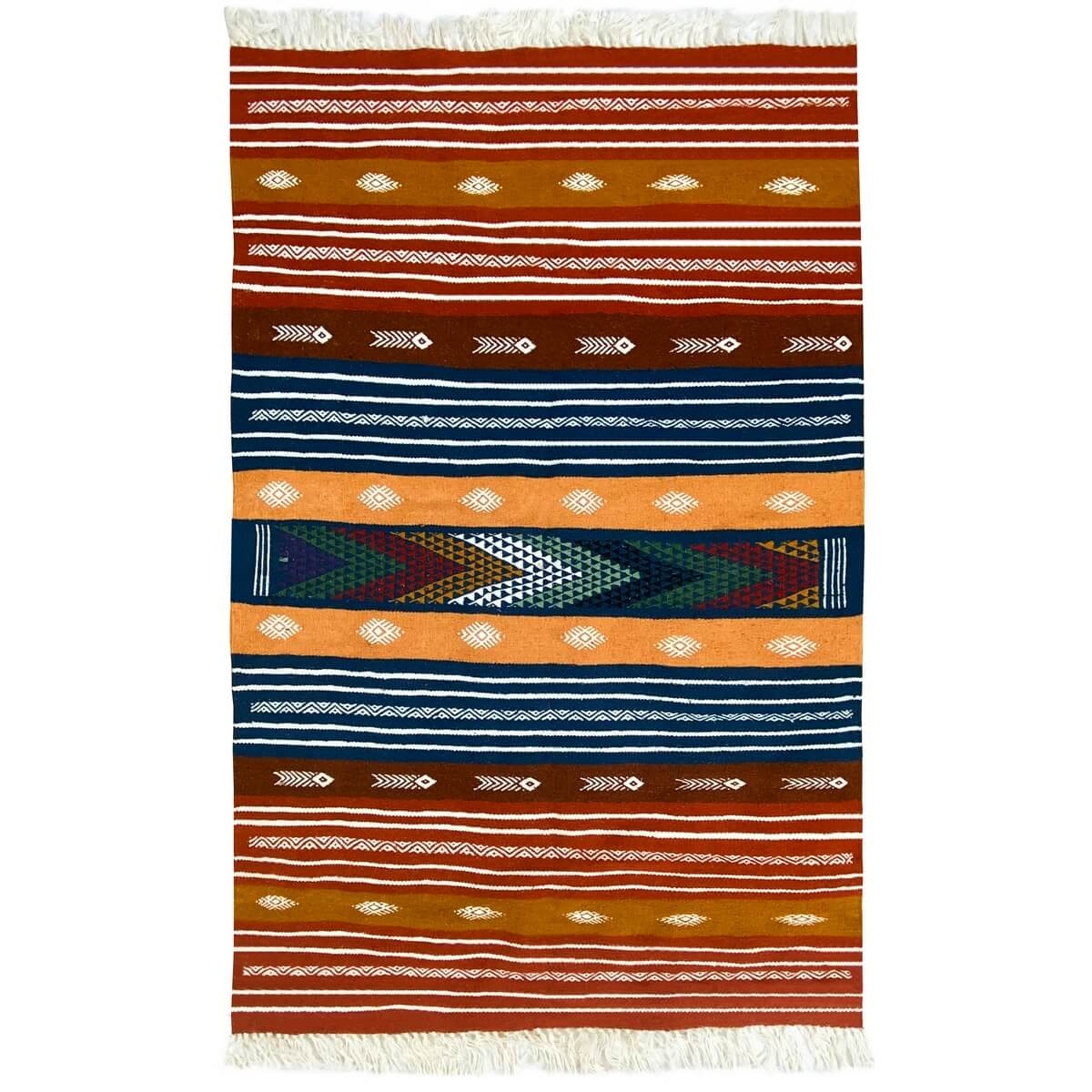 Berber tapijt Tapijt Kilim Anella 95x140 Veelkleurig (Handgeweven, Wol, Tunesië) Tunesisch kilimdeken, Marokkaanse stijl. Rechth