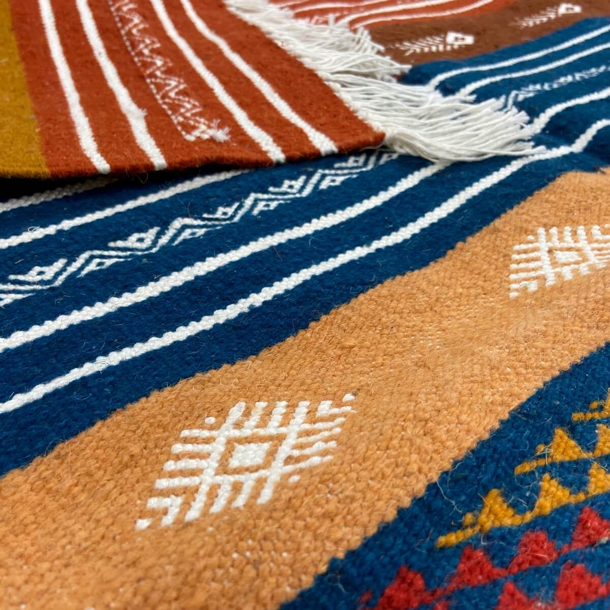 Berber tapijt Tapijt Kilim Anella 95x140 Veelkleurig (Handgeweven, Wol, Tunesië) Tunesisch kilimdeken, Marokkaanse stijl. Rechth