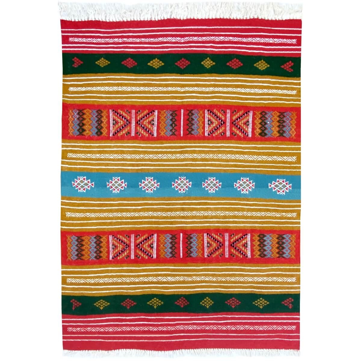 Alfombra bereber Alfombra Kilim Bela 100x140 Multicolor (Hecho a mano, Lana) Alfombra kilim tunecina, estilo marroquí. Alfombra 