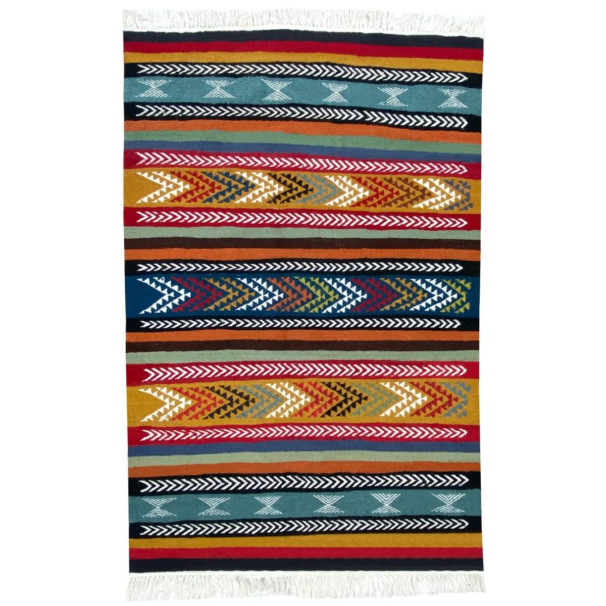 Alfombra bereber Alfombra Kilim Beri 100x150 Multicolor (Hecho a mano, Lana) Alfombra kilim tunecina, estilo marroquí. Alfombra 