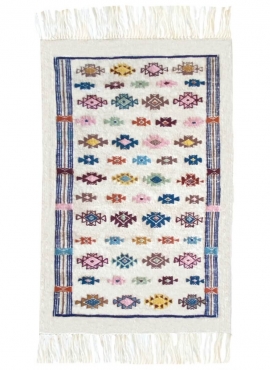 tappeto berbero Tappeto Kilim Yamine 67x104 cm Bianco / Multicolore (Fatto a mano, Lana, Tunisia) Tappeto kilim tunisino, in sti