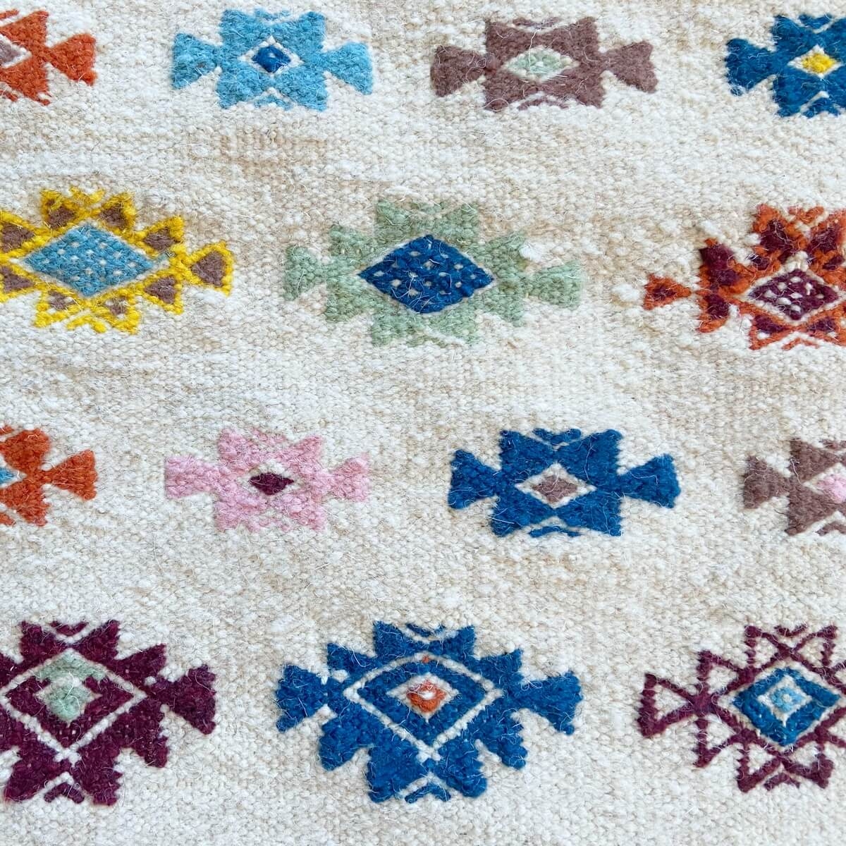 tappeto berbero Tappeto Kilim Yamine 67x104 cm Bianco / Multicolore (Fatto a mano, Lana, Tunisia) Tappeto kilim tunisino, in sti