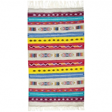 tappeto berbero Tappeto Kilim Kela 115x210 Multicolore (Fatto a mano, Lana) Tappeto kilim tunisino, in stile marocchino. Tappeto