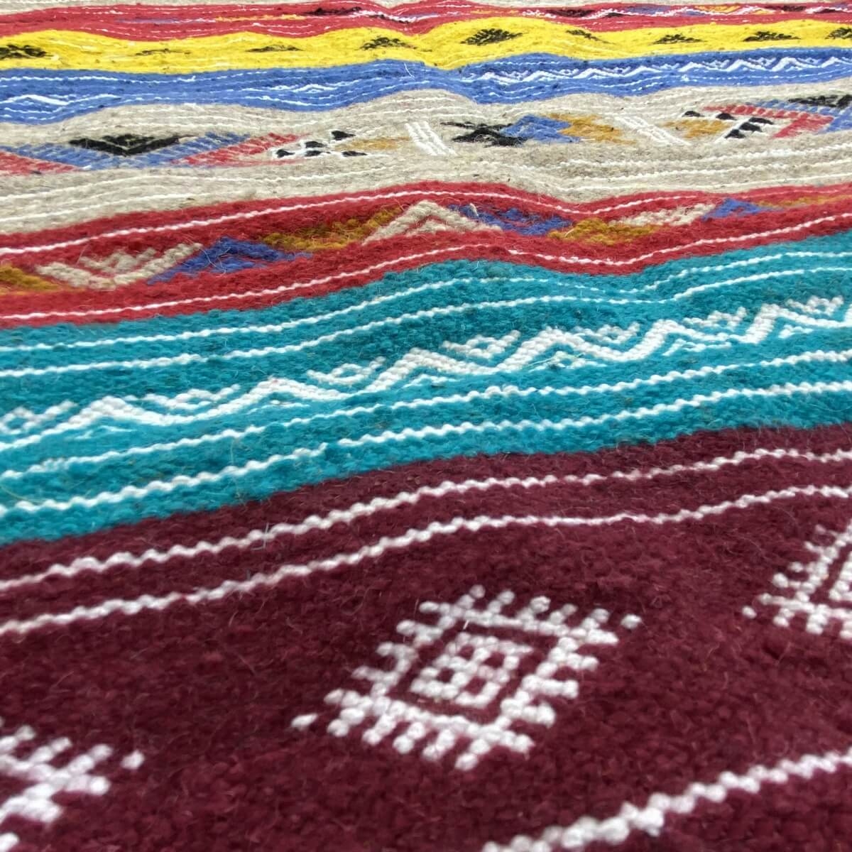 tappeto berbero Tappeto Kilim Kela 115x210 Multicolore (Fatto a mano, Lana) Tappeto kilim tunisino, in stile marocchino. Tappeto