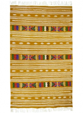 tappeto berbero Tappeto Kilim Kenza 118 x198 Giallo (Fatto a mano, Lana, Tunisia) Tappeto kilim tunisino, in stile marocchino. T