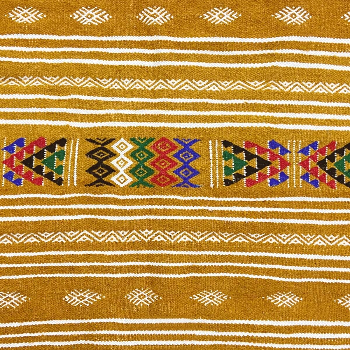 Tapete berbere Tapete Kilim Kenza 118 x198 Amarelo (Tecidos à mão, Lã, Tunísia) Tapete tunisiano kilim, estilo marroquino. Tapet