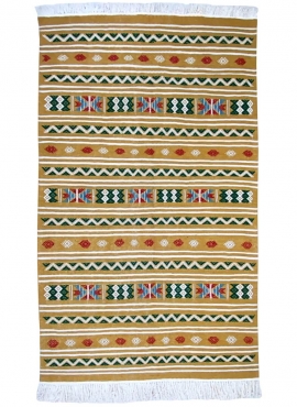 tappeto berbero Tappeto Kilim Takut 103x173 Giallo/Bianca (Fatto a mano, Lana, Tunisia) Tappeto kilim tunisino, in stile marocch