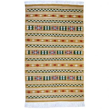 Tapete berbere Tapete Kilim Takut 103x173 Amarelo/Branco (Tecidos à mão, Lã, Tunísia) Tapete tunisiano kilim, estilo marroquino.