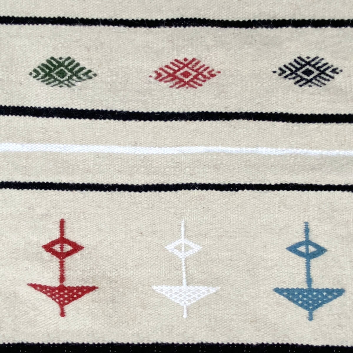 Berber carpet Rug Kilim Tamlat 96x148 Ecru (Handmade, Wool) Tunisian Rug Kilim style Moroccan rug. Rectangular carpet 100% wool 
