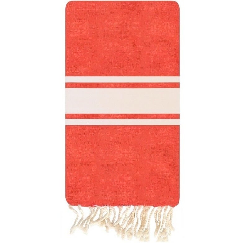 Tapis berbère Fouta Corail Toile - 100x200 - Orange - 100% coton Serviette fouta originale de Tunisie. Format classique 100x200 