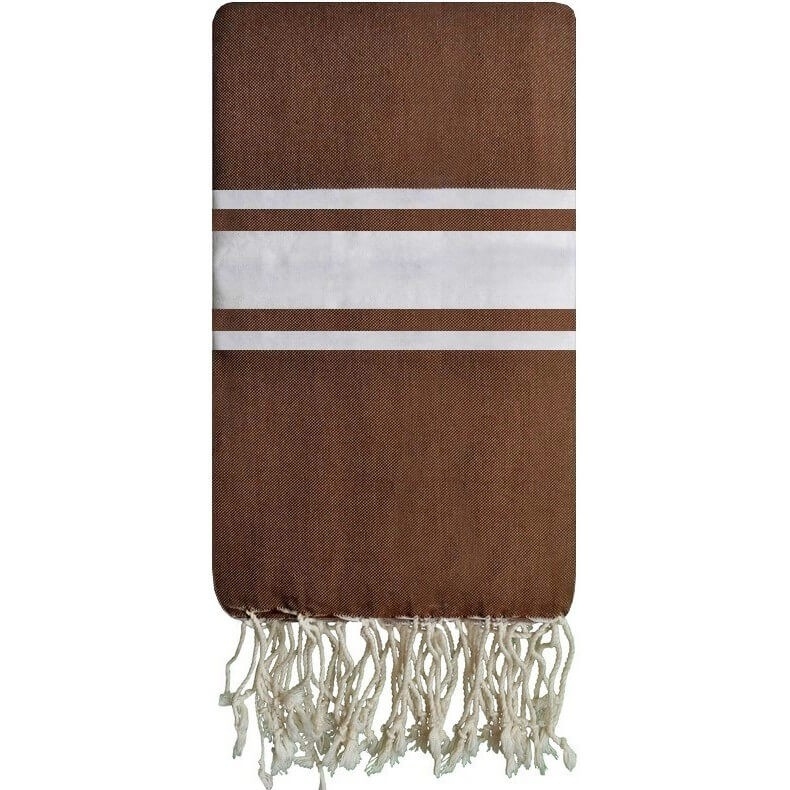Tapis berbère Fouta Chocolat Toile - 100x200 - Marron - 100% coton Serviette fouta originale de Tunisie. Format classique 100x20