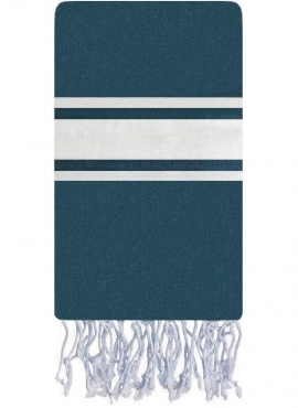 Berber carpet Fouta Méditerranée Canvas - 100x200 - Blue - 100% cotton Original fouta towel from Tunisia. Classic format 100x200